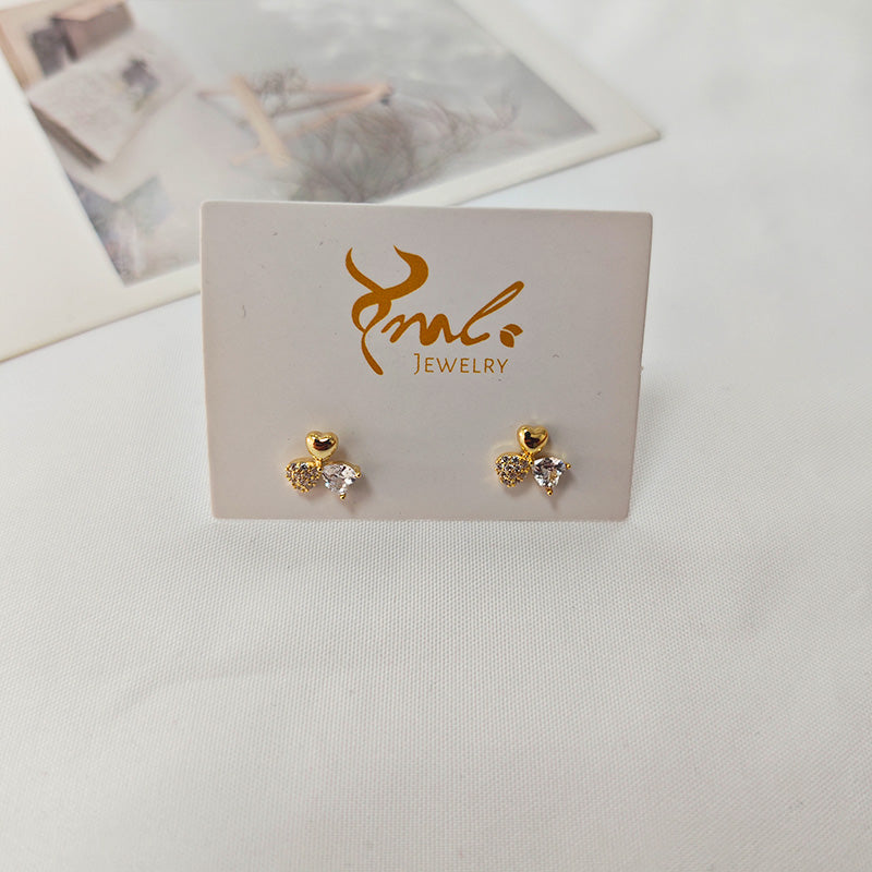 Elegant 18K Gold Plated Zirconia Cluster Stud Earrings - Multi-Stone Luxury Studs