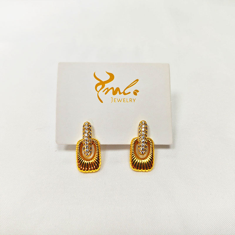 18K Gold Plated Vintage Drop Earrings - 5A Zirconia Crystal Art Deco Style
