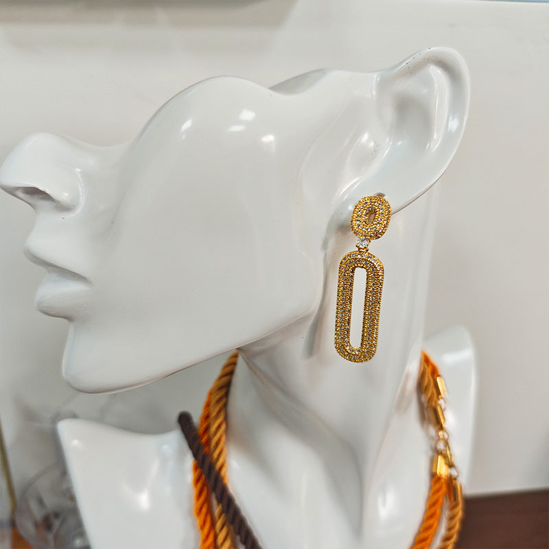 18K Gold Plated Geometric Drop Earrings - 5A Grade Zirconia Hypoallergenic Statement Jewelry