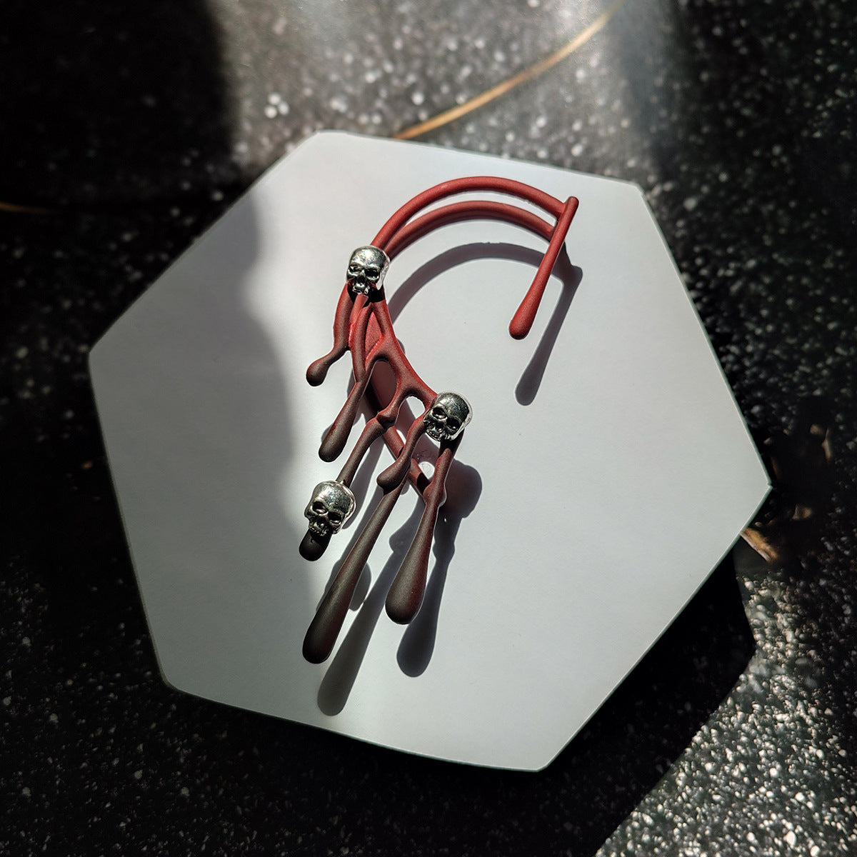 Halloween Earrings Exaggerated Lava Earlobes Retro Wine Red Personality Cold Wind Earrings
