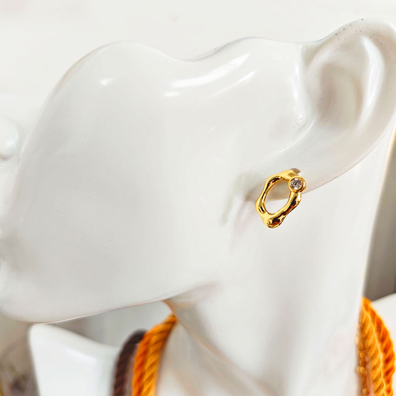 18K Gold Plated Asymmetrical Earrings Set - 5A Zirconia Crystal Mismatched Pair