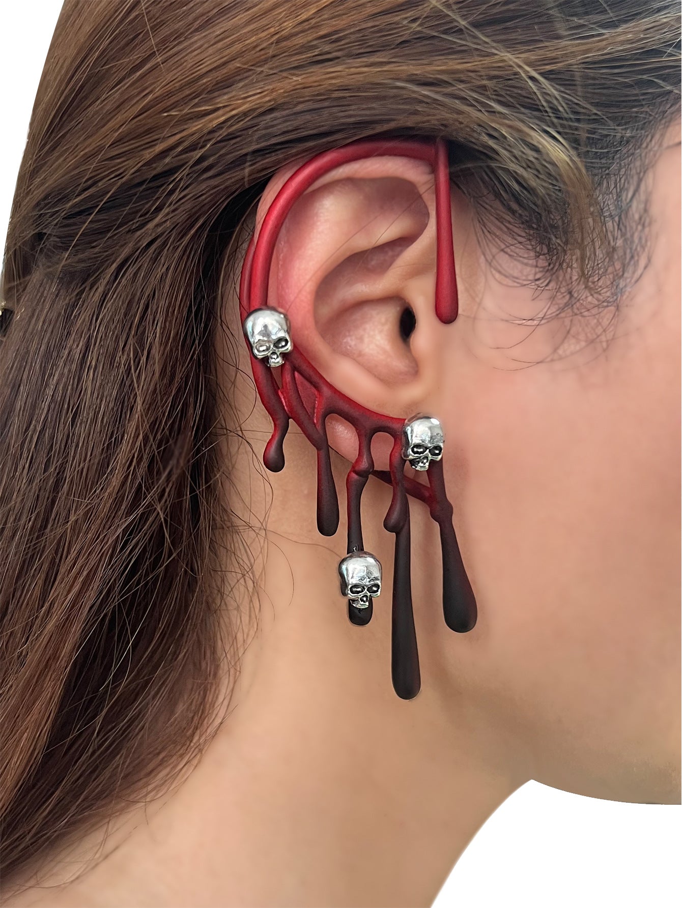 Halloween Earrings Exaggerated Lava Earlobes Retro Wine Red Personality Cold Wind Earrings