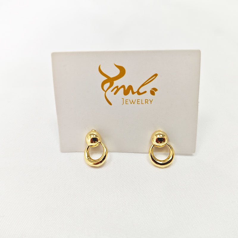 18K Gold Plated Circle Drop Earrings - Modern Minimalist Statement Collection