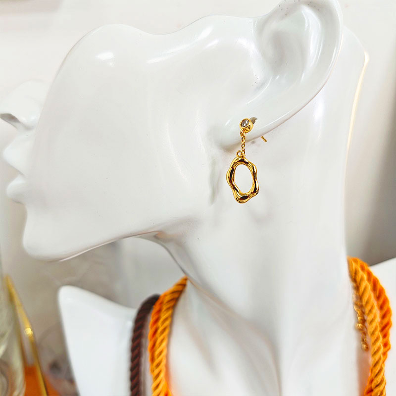 18K Gold Plated Asymmetrical Earrings Set - 5A Zirconia Crystal Mismatched Pair