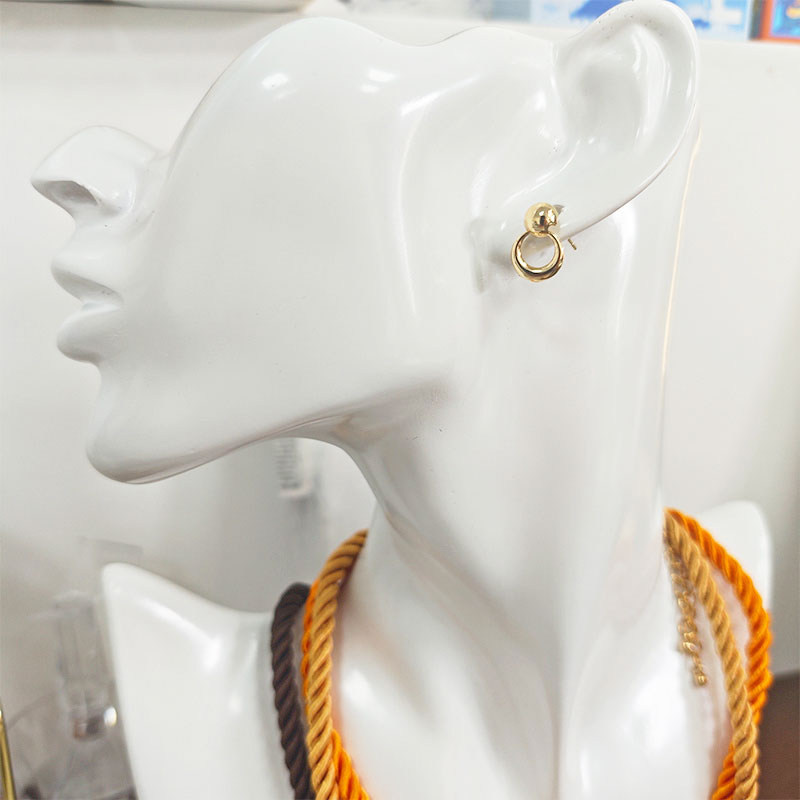 18K Gold Plated Circle Drop Earrings - Modern Minimalist Statement Collection