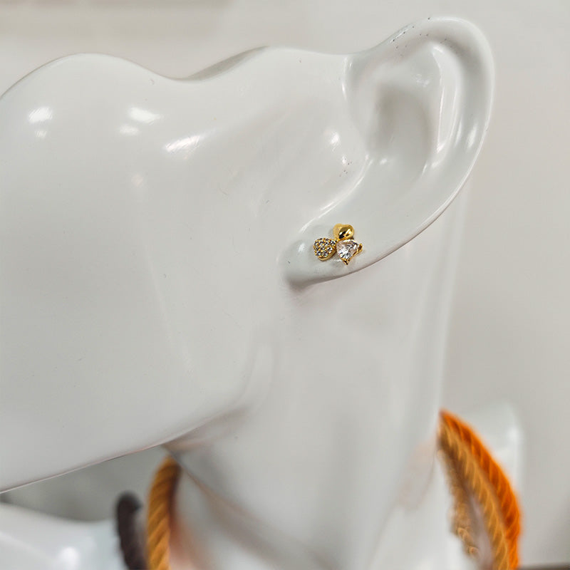 Elegant 18K Gold Plated Zirconia Cluster Stud Earrings - Multi-Stone Luxury Studs