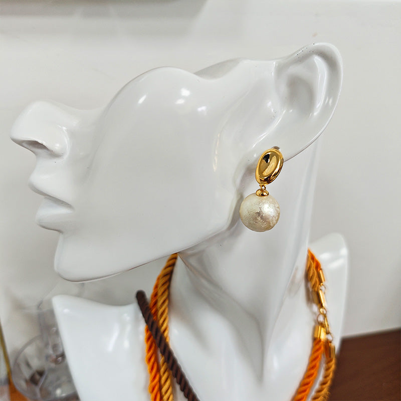 18K Gold Plated Vintage Pearl Drop Earrings - Hypoallergenic Statement Jewelry