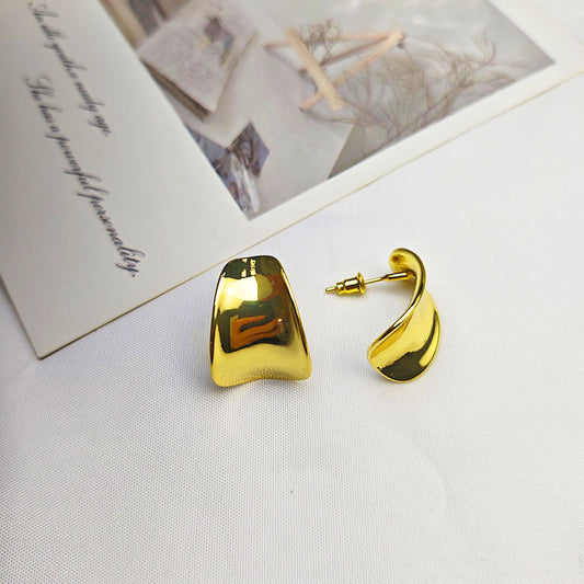 18K Gold Plated Asymmetric Drop Earrings - Hypoallergenic Fashion Statement Jewelry