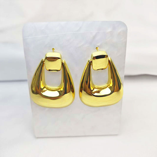18K Gold Plated Thick Hoop Earrings - Hypoallergenic Wide Band Design