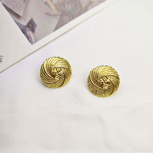 18K Gold Plated Spiral Knot Stud Earrings - Hypoallergenic Swirl Design