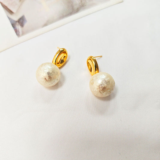 18K Gold Plated Vintage Pearl Drop Earrings - Hypoallergenic Statement Jewelry