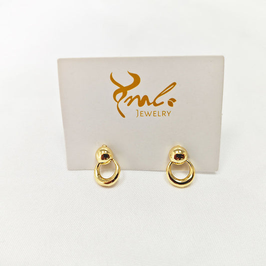 18K Gold Plated Circle Drop Earrings - Modern Minimalist Statement Collection
