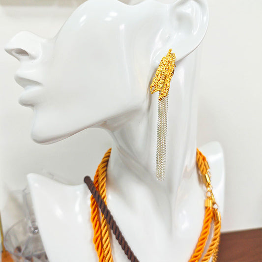 18K Gold Plated Chain Tassel Drop Earrings - Hypoallergenic Long Statement Earrings