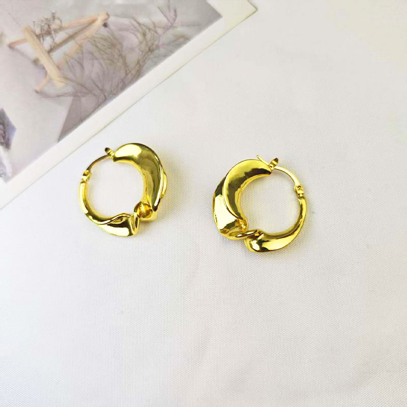 18K Gold Plated Twisted Hoop Earrings - Hypoallergenic Statement Jewelry