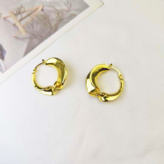 18K Gold Plated Twisted Hoop Earrings - Hypoallergenic Statement Jewelry